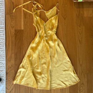 Vintage 2000 Victoria's Secret Yellow Silk Mini Slip Dress